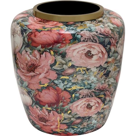 Vase élégant décor floral rose pour intérieur moderne - Rose avec notes florales multicolores