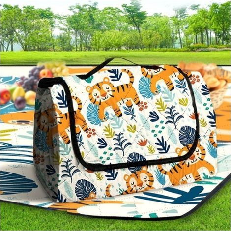 Tapis de pique-nique ultrasonique, couverture de plage imperméable et épaisse, tapis de tente de camping, tapis de couchage d'extérieur pour prairie, 200 x 200 cm (1/2)