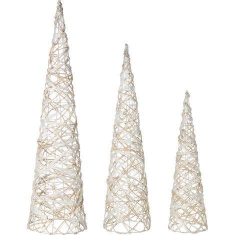 Decoraciones de Navidad LED de interior conjunto de 3 árboles de Navidad iluminado blanco Tuelso