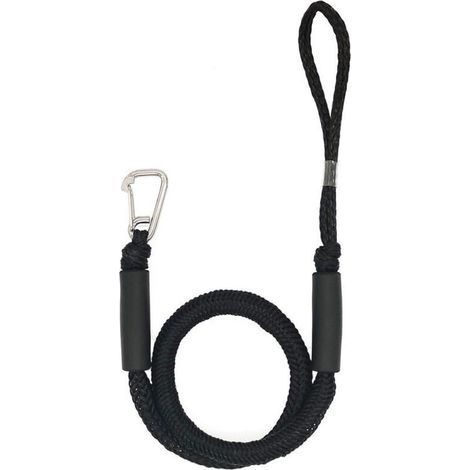 2 Pcs Ligne De Quai De Bateau 4-5,5 Ft Corde D'amarrage Bungee Dockline Bateau en Acier Inoxydable Clip Accessoires noir, deux pièces (1/4)
