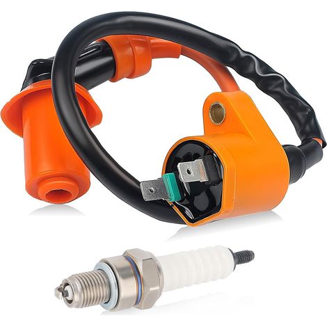 Zündspule + Zündkerze für GY6 50cc/70cc/150cc Rollermotor [2-teilige Packung]