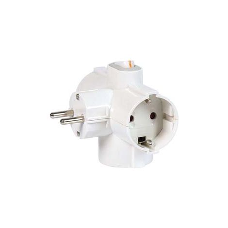ADATTATORE TRIPLO SCHUKO 2 POLI + TERRA 16A CON INTERRUTTORE BIPOLARE- - bianco 82260 - 1 pezzi FANTON