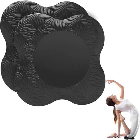 Genouillères de yoga 2 pièces noir – Tapis antidérapant résistant pour genoux, mains, poignets et coudes (1/5)
