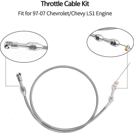 A set of 36-inch stainless steel throttle cables for Chevrolet LS engines 97-07.--DTEKGAZ (1/4)