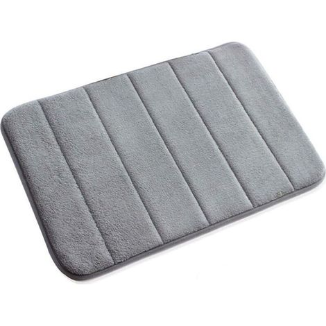 Petit tapis de bain antidérapant en mousse à mémoire de forme, doux, 40 x 60 cm (gris)