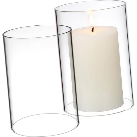 Bougeoirs Cylindriques Décoration Créative et Atmosphère Chaleureuse 2 Pièces en Verre Transparent Abat-Jour Tube pour Bougies pour Ambiance Romantique (1/5)