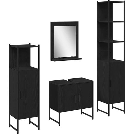 Maison Exclusive - Badezimmermöbel-Set mit Regal 4 pcs Schwarz Ho