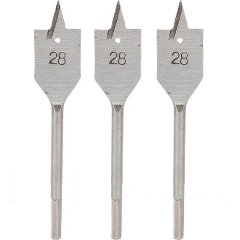 3-teiliges Flachbohrer-Set aus hochkohlenstoffhaltigem Stahl für Holzbearbeitung, 28 mm