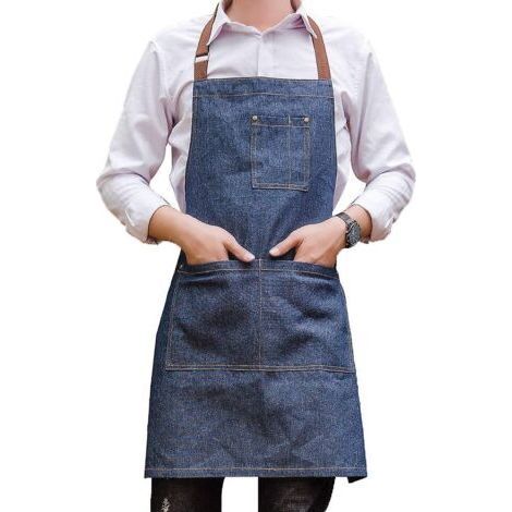FENOPLASTICATablier en denim multi-poches réglable unisexe, adapté au barbecue et au studio de cuisine du chef (1/5)