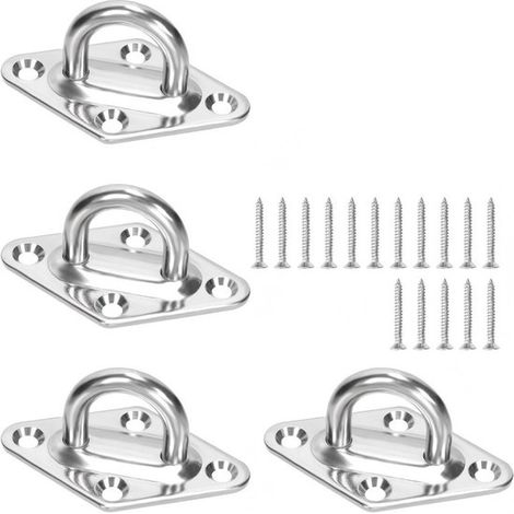 Ensemble de 4 anneaux de fixation, œillets en acier inoxydable, anneaux d'attelage, œillets en acier inoxydable 304, pour la fixation de remorques, camions, bateaux, kayaks (60 x 35 mm, M5), vis inclu (1/5)