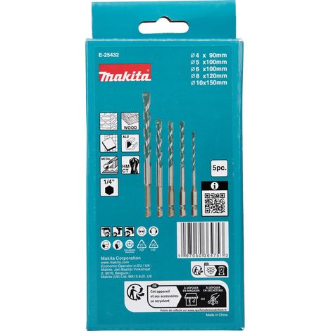 MASTER CARTON 12X BOITES 5 FORETS MULTI HEXA 1/4 MAKITA E-25373