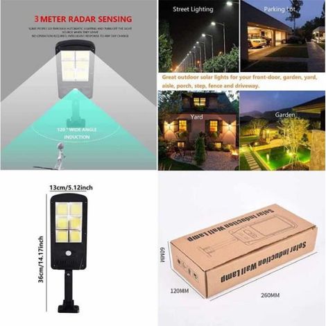 Lampadaire solaire - - Lot de 2 - 120 LED - Détecteur de mouvement - Étanche IP67 (1/4)