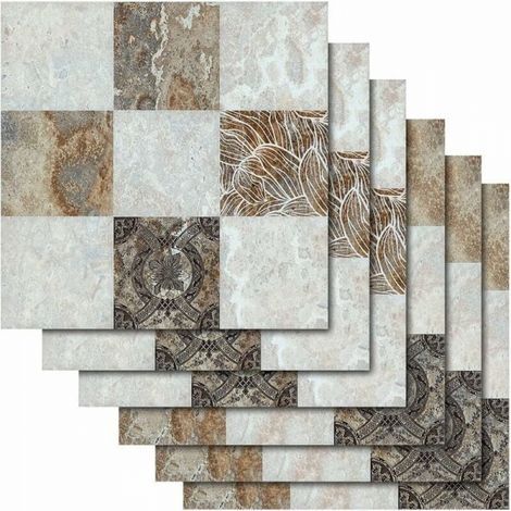 Lot de 12 autocollants pour carrelage en marbre imperméables, décoration murale pour cuisine, salle de bain, 20 x 20 cm (marbre) (1/5)