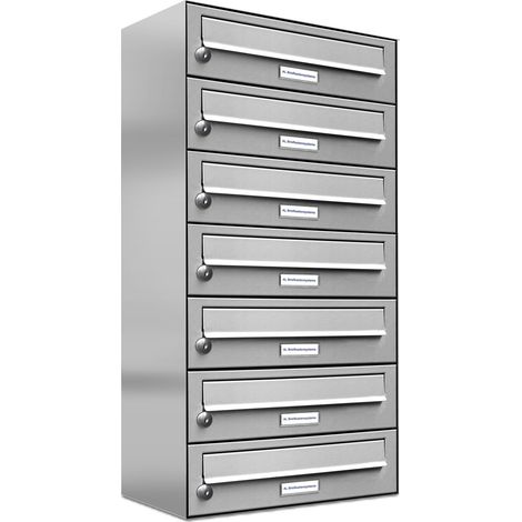 7er Edelstahl Briefkasten Anlage 7 Fach Wandbriefkasten Postkasten (1/5)