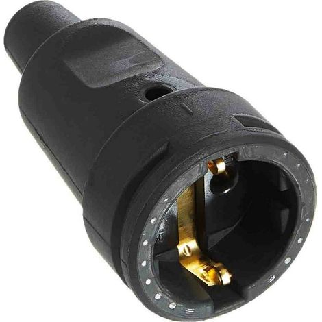 Kopp 180916009 - Innesto in gomma con presa Schuko e guaina antipiega, colore: Nero (1/4)