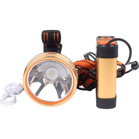 Lampe frontale LED étanche orientable multifonction pour pêche et camping, rechargeable USB, légère et lumineuse. (1/5)