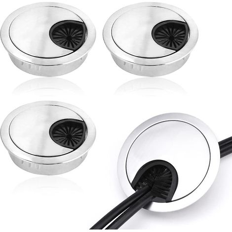 Ensemble de passe-câbles de bureau - Lot de 4 capuchons ronds pour le passage des câbles et fils électriques sur les tables et les bureaux, caches en plastique pour les câbles d'ordinateur, de souris, (1/5)