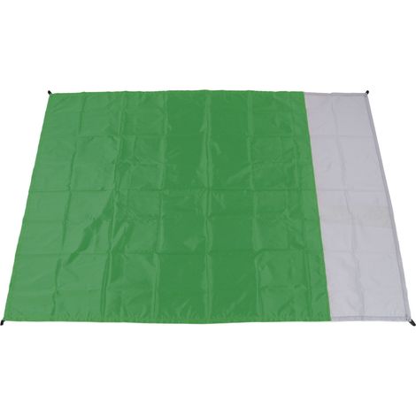 Couverture de plage imperméable et portable en polyester, tapis de pique-nique pliable pour camping et pique-nique en extérieur, vert et gris.
