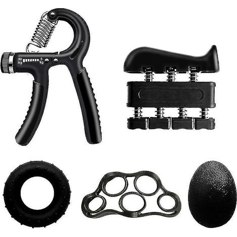 Set mit 5 Hand- und Fingerkräftigungsclips – Schwarz