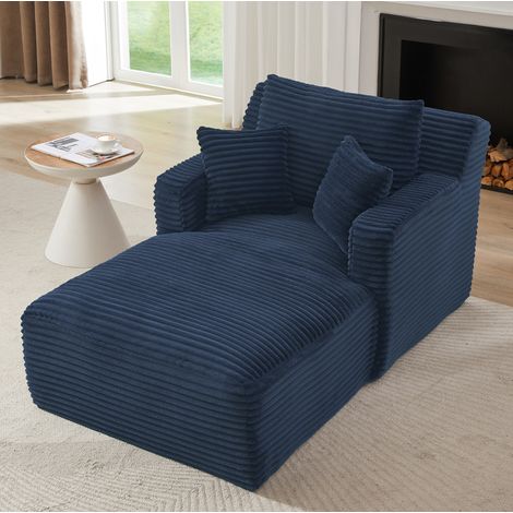 Chaise longue 166x100x82 cm azul, convertible en sofá relax, tejido pana MEUBLIV (1/5)