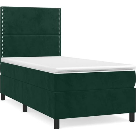 Maison Exclusive - Boxspringbett mit Matratze Dunkelgrün 90x200 c