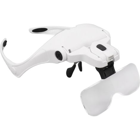 Loupe frontale mains libres, grossissements 1x, 1,5x, 2x, 2,5x et 3,5x, avec éclairage LED pour les travaux de précision, la lecture et la couture. (1/5)