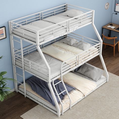 letto salvaspazio 90x200 triplo in metallo bianco OKMYHOME (1/5)