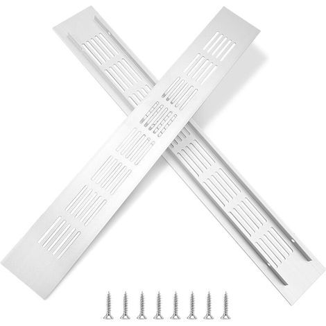 Grille d'aération en Aluminium Grille de Ventilation Rectangulaire avec Vis pour la Ventilation des Placards et des Chambres 35x5cm Argent 2PCS (1/5)