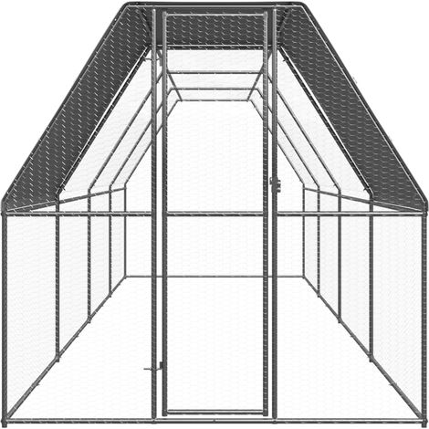 vidaXL Pollaio da Esterno 2x8x2 m in Acciaio Zincato