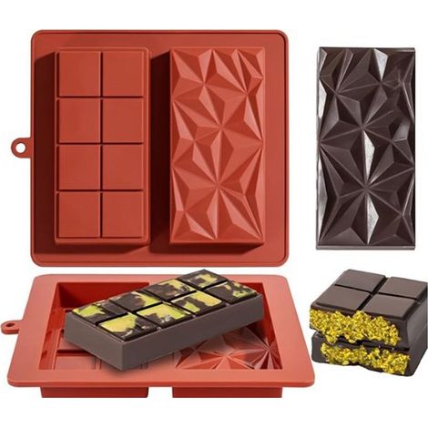 2pcs 2-en-1 Moule de chocolat de Silicone de Forme de barre de chocolat Pralinenförmchen Extra Profond Forme de Chocolat de Chocolat de Chocolat de Bonbons (1/5)