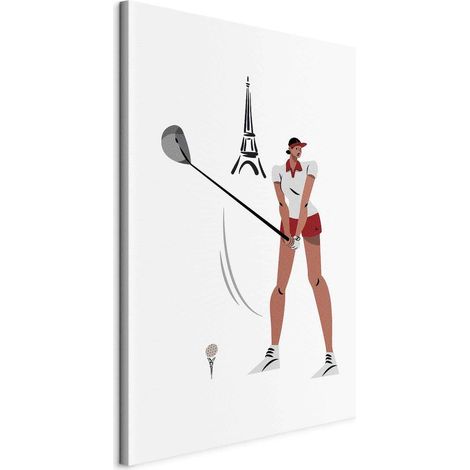 Tableau toile de décoration impression sur toile Jeux Olympiques de Paris motif Golfeuse avec la Tour Eiffel 80x120 cm 110018436 (1/3)