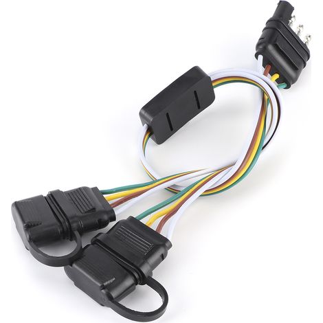 Adaptateur double prise 4 broches pour remorque, connecteur filaire type US, accessoire caravane et camping-car (1/3)