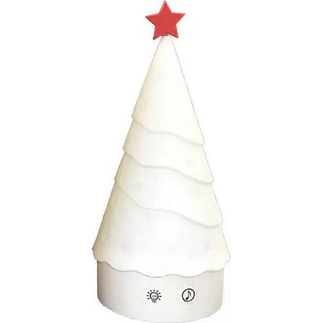 ACKERMAN - Lampe de nuit en silicone mignonne, lampe musicale créative intérieure en forme de sapin de Noël, lampe de chevet colorée pour bureau ou chambre. (1/4)