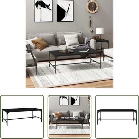 Table basse industrielle - Table basse Noir 100x50x35 cm Bois d'ingénierie (1/5)