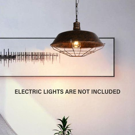 Lustre Suspension Design Vintage Industrielle Rétro Fer Abat-jour E27 40W Rouille 36cm (1/5)