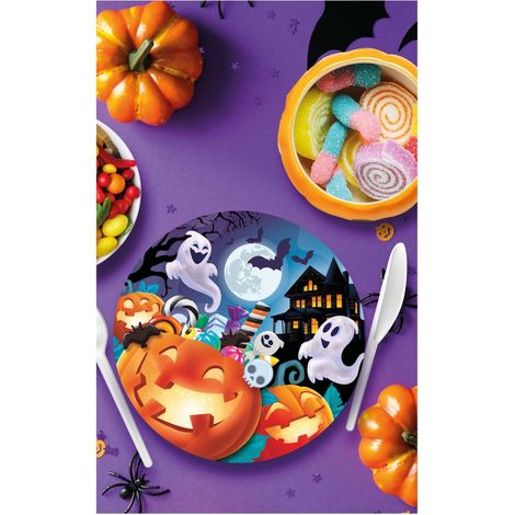 Piatti di carta di Halloween a forma di zucca, 23 cm, 6 pezzi. (1/2)