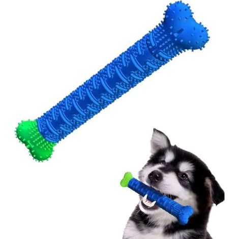 Brosse dentaire : Ce jouet dentaire antitartre pour chien permet à la fois de brosser les dents et de masser les gencives. Il est flexible et résistant. (1/5)