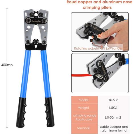 HX-50B Cosse de câble de batterie Outils de sertissage Pinces d'électricien pour sertir des câbles de 6-50mm² (AWG 8-1 / 0) (1/4)