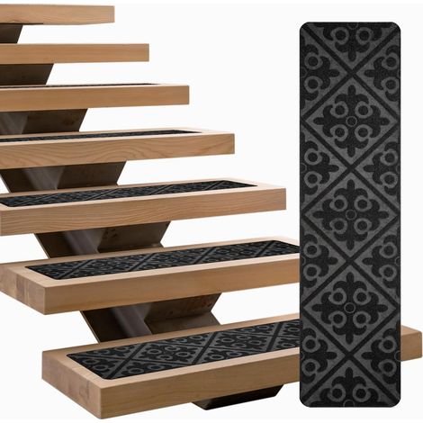 " 30" Tapis D'escalier Intérieur Avec Adhésif Antidérapant Absorbent Couleur Noire 1 Pièces (1/5)