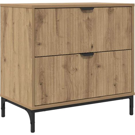 Mesa de Noche con cajón Roble artisan 63.5 x 36 x 61 cm vidaXL