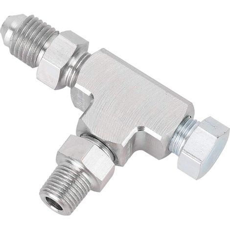 3-Wege-T-Stück, 1/8 NPT auf 4AN Adapter mit Steckblock, Öldrucksensor für Wasser-, Gas- und Kraftstoffschläuche (1/5)