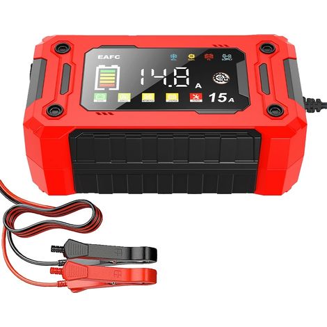 Cargador de batería para coche, carga inteligente multimodo, pantalla HD grande, enchufe europeo de 15 A. (1/2)