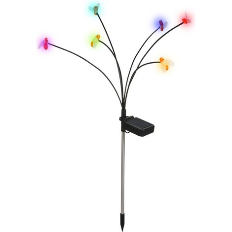 Lot 1 lampe prise terre solaire – 6 lumières colorées – abeille – décorative – flottante – extérieure