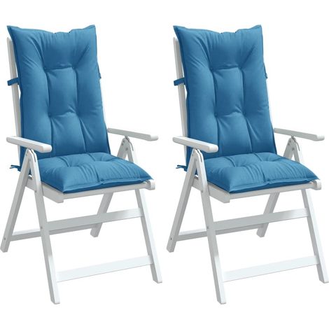 vidaXL Cojines silla respaldo alto 2 uds tela azul melange 120x50x7 cm (1/5)