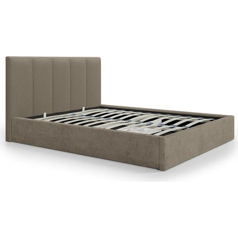 Lit coffre 160 x 200 cm avec tête de lit coutures verticales - Tissu - Taupe - KILACLO (1/5)
