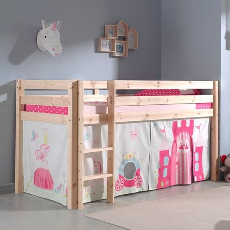 Lit mi-hauteur Charlotte avec tente de lit princess II - bois de (1/5)