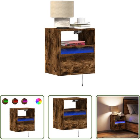 LED-Leuchten - Wand-Nachttisch mit LED-Leuchten Räuchereiche (1/5)