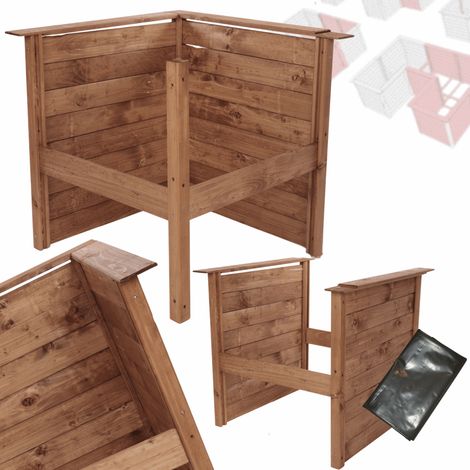 MODO24 ZOB Module additionnel bac potager, carré potager surélevé modulable hauteur 75 cm, bois FSC, 75x79x79 cm, marron imprégné