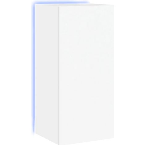 Mueble TV multimedia estantería para televisión buffet para televisión comedor salón dormitorio montado en la pared con luces LED 40,5 x 35 x 80 cm blanco 020027886 (1/5)
