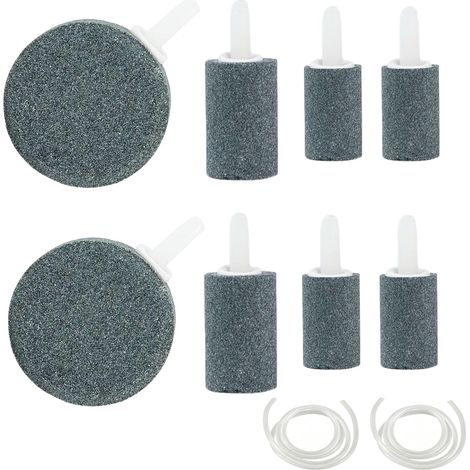 8 Air Stones for Fish Tanks & Ponds with 2 x 1m Tubing – Aquarium Air Stone Set, Oxygen Stones, Fish Tank Air Stone, Air Diffuser Stones for Aquarium Air Pumps